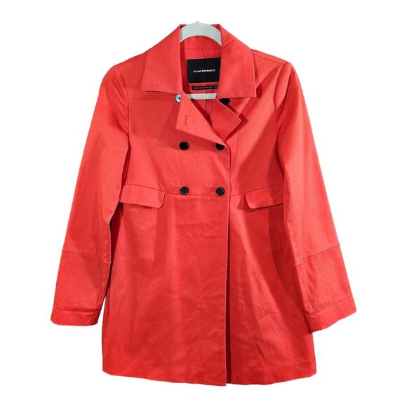 Club Monaco Red-Orange Double-breasted Lightweight Trench Coat Preppy Women's XS - Picture 1 of 5